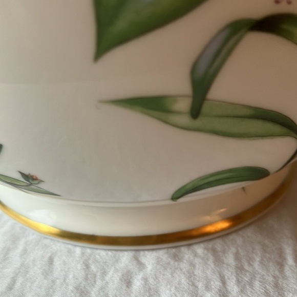 Minton: Meadow smooth pattern Cachepot- Bone China- Made in England- Gold Trim - Picture 11 of 16
